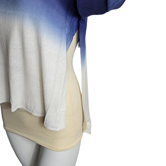 Blue Ombre Dip Tie Dye Hi Low Tunic Sweater Top Large - Picture 5 of 8